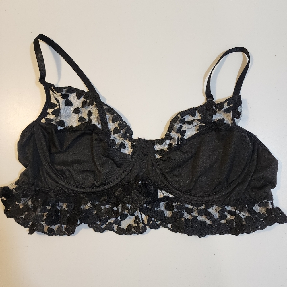 Black Lace Underwired  Bralette Size 3xl